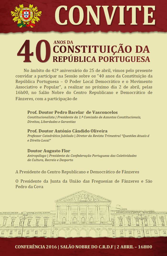40 anos da Constituição da República Portuguesa-O Poder Local Democrático e o Movimento Associativo e Popular
